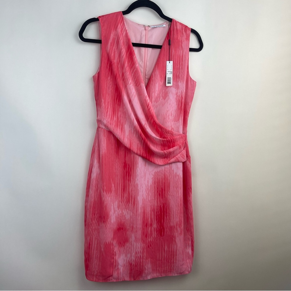 T By Tahari Seraphina Paradiseo Dress Womens Size XS Pink Faux Wrap dress